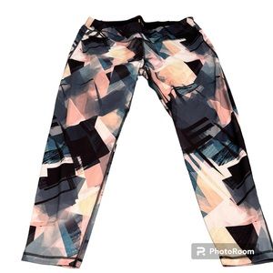 Lucy Studio Hatha Leggings Smooth Abstract Design Colorful 3X/3T Wide Waistband